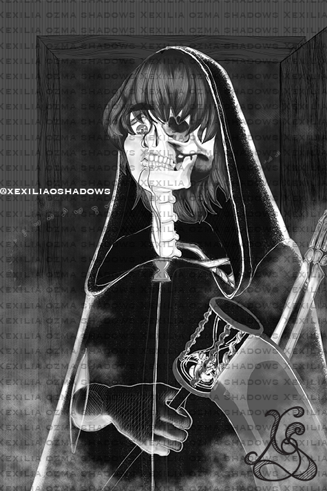 The Ghost in the Halls, a digital illustration by Xexilia O. Shadows without any AI. This. was illustrated by hand in a program called Clip Studio Paint and is part of Xexilia's 2021 collection Eternity Concepts, containing 10 illustrations relating to her graphic novel/web comic/manga of the same name, Eternity Concepts.